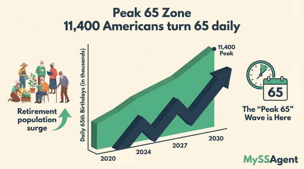 Peak 65 — 11,400 Americans turn 65 daily