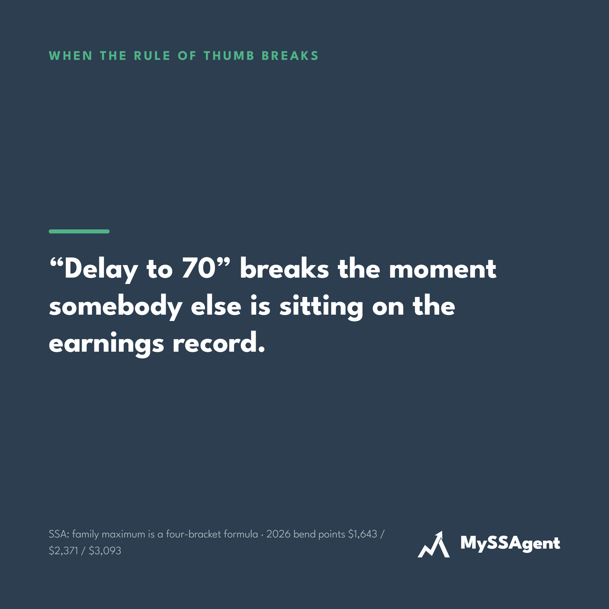 Delay to 70 breaks the moment somebody else is sitting on the earnings record.